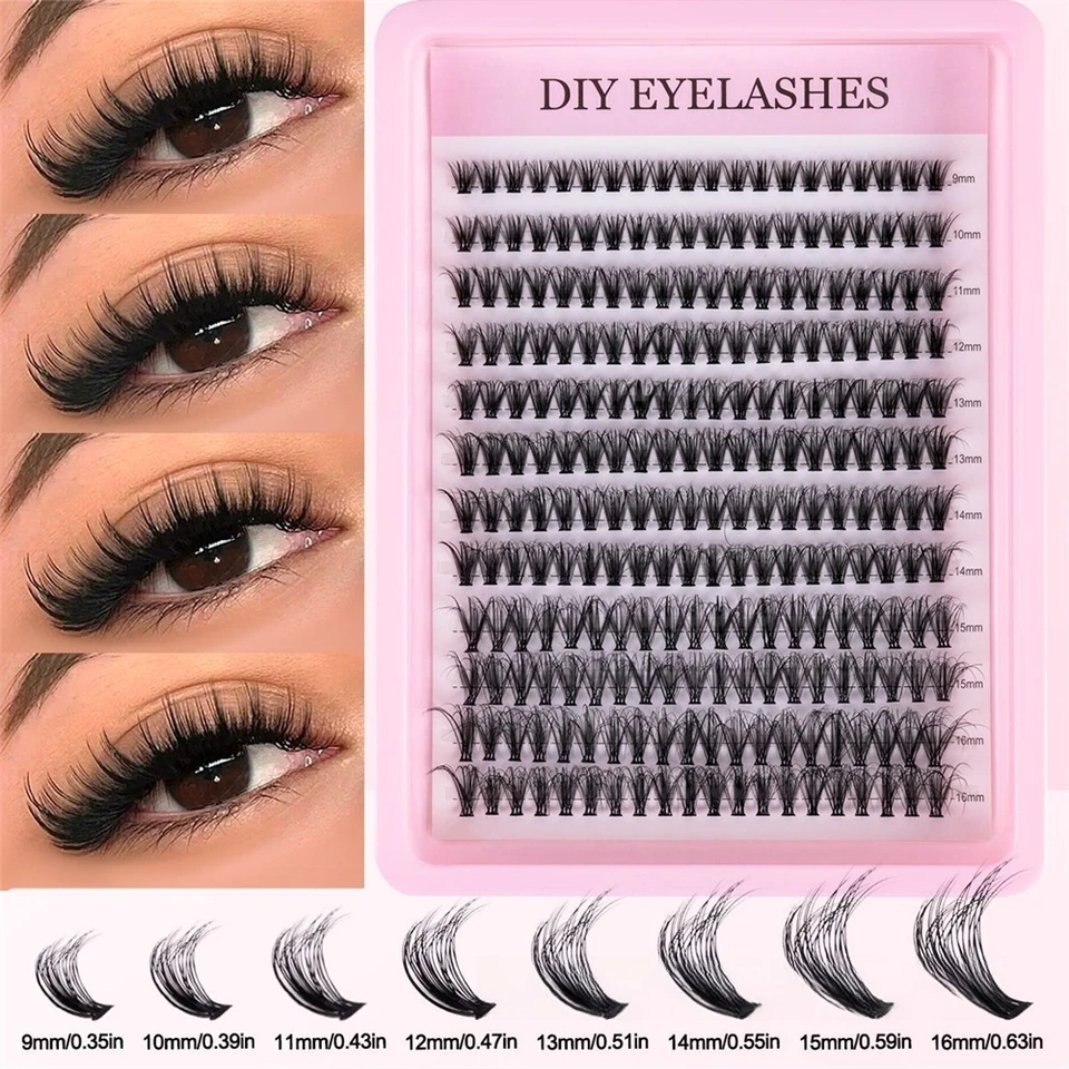 Pestañas por Racimos, 240pcs 40D 9-16mm, Largos Mixtos, Look Ultra-Natural, Finas, Ultra-Suaves, Ultra-Livianas, Reutilizables para Principiantes 2