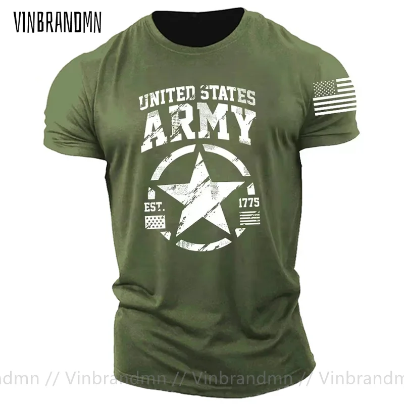 Military Green Trendy Casual Clothing US Army T Shirt Men United States Army Fashion T-Shirt Summer tshirt Street Tops Tee Shirt