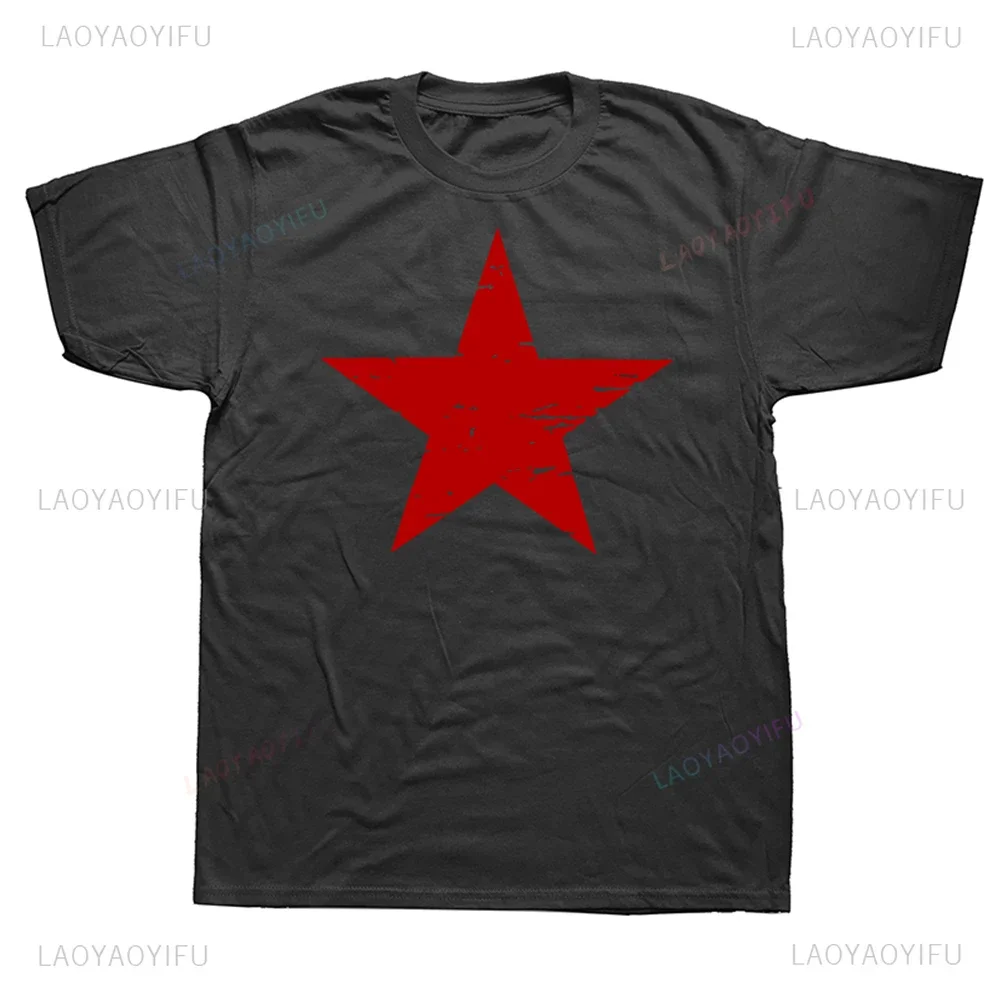 T-shirt imprimé étoile chettes rouge pour hommes et femmes, Streetwear décontracté, T-shirt confortable, Hipster doux, Vêtements Y2K, Mode