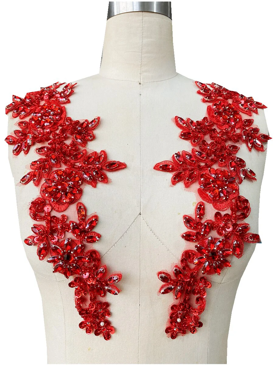 

Heavy Industry Sewing Multi colored Bright Diamond Paired Lace Decal Dress Accessories Luxury Decorative Patch