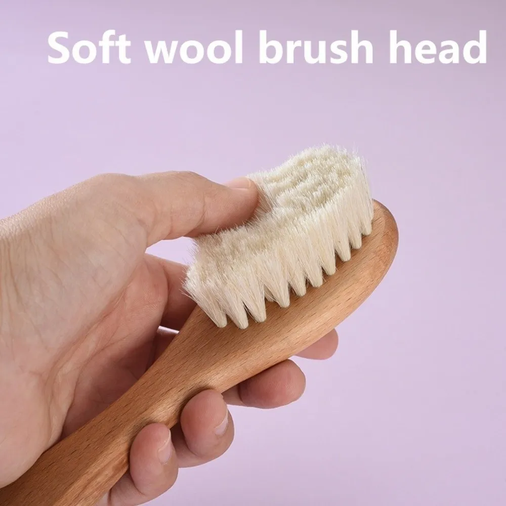 

Gentle Wooden Handle Brush Set Soft Bristle Multifunctional Shampoo Brush Scalp Cleaning Brush Hair Care