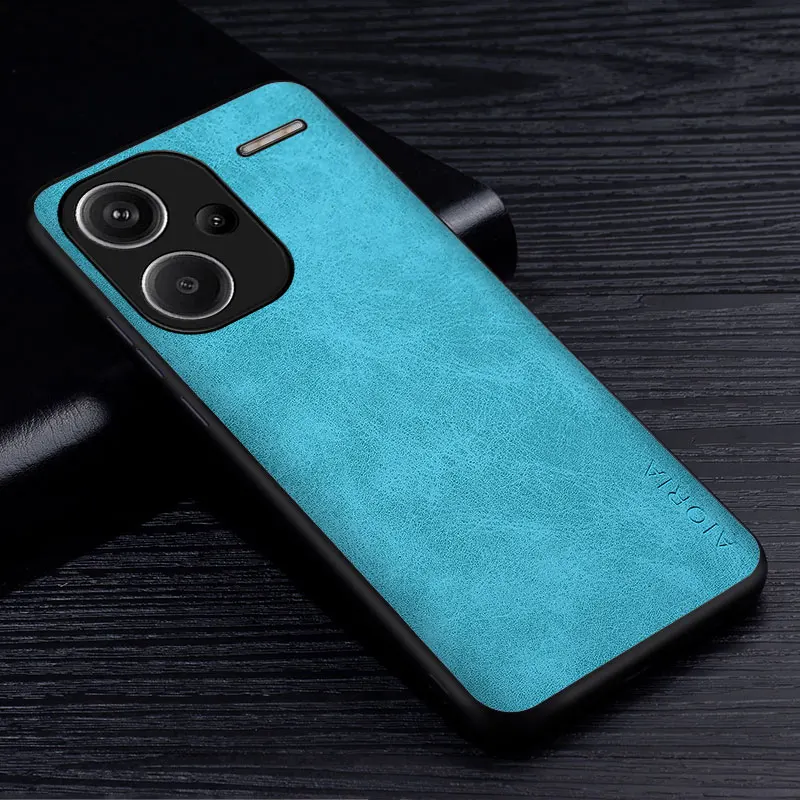 Premium PU Leather Phone Case for Redmi Note 13 Pro Plus 5G Scratch-Resistant Solid Color Cover for redmi note 13 pro Funda