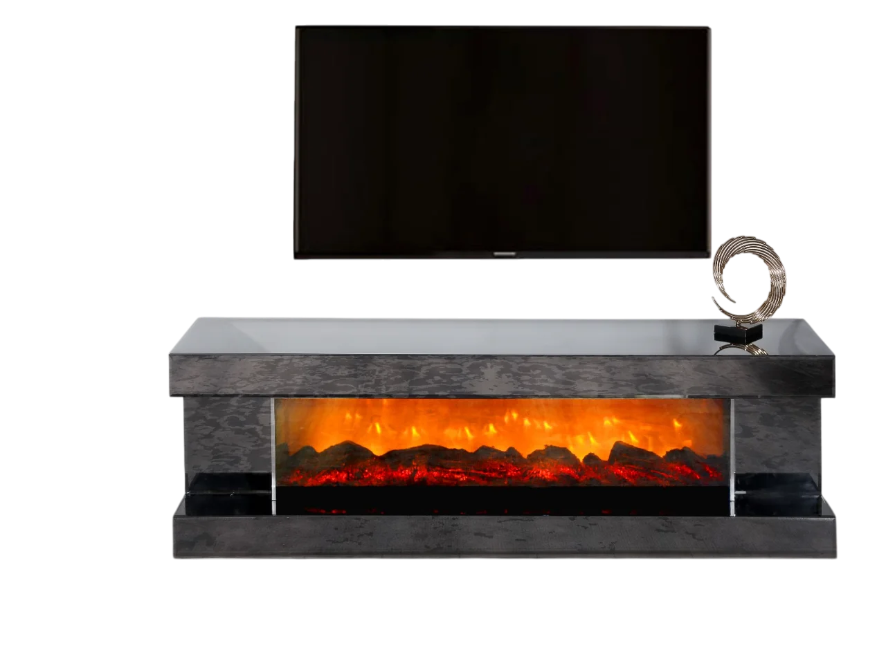 Modern Luxury Gold Coffee Table Bluetooth Connection Dining Home Wooden Mirror Electronic Fireplace MDF Panel Home Furniture Hot