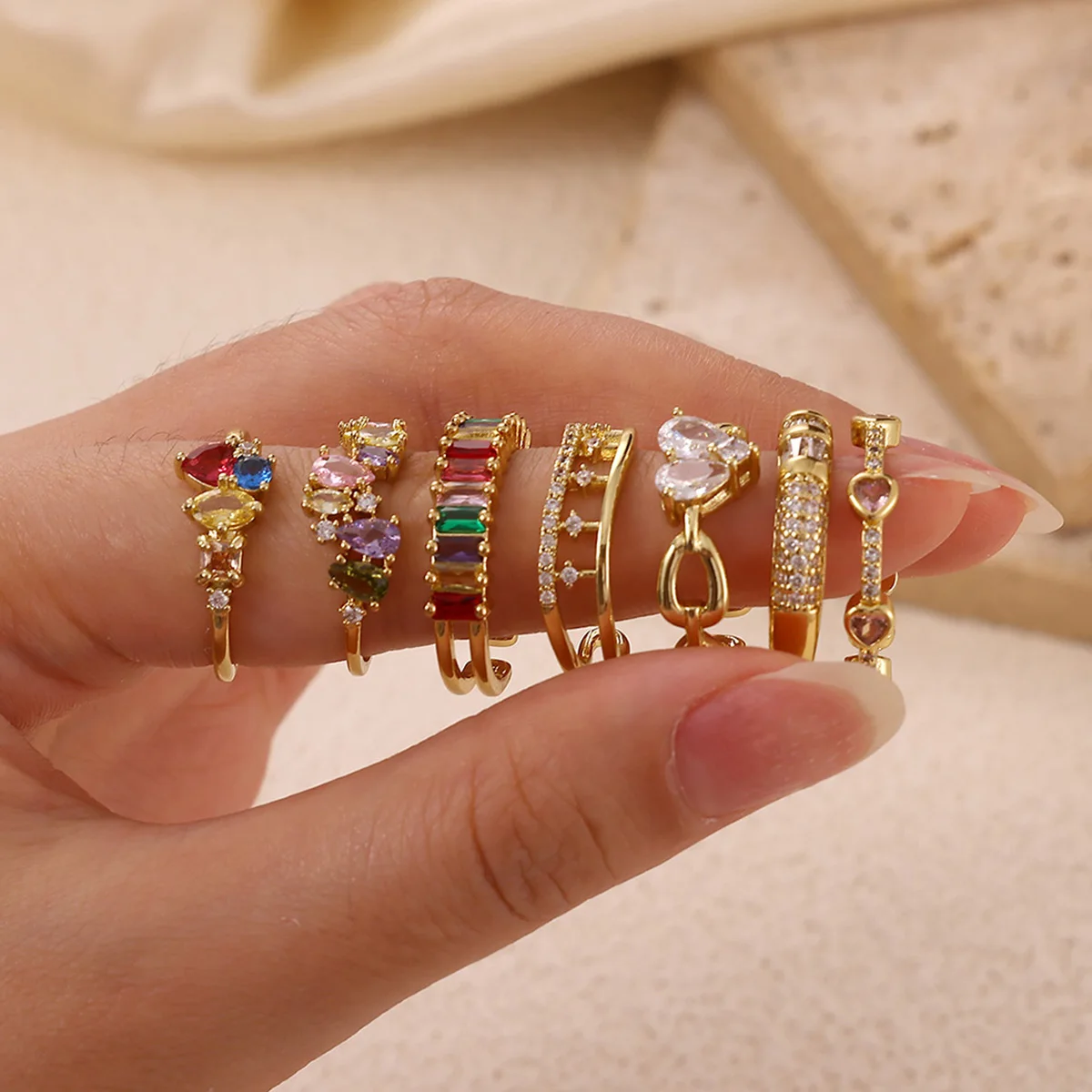 

Anillos Gold Color Heart Butterfly Zircon Rings For Women 2025 New Elegant Wedding Party Aesthetic Stainless Steel Ring Jewelry