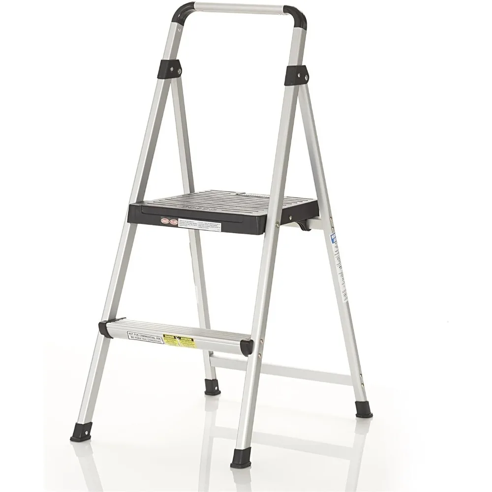 

2 Step Lite Solutions Folding Step Stool, Aluminum/Black