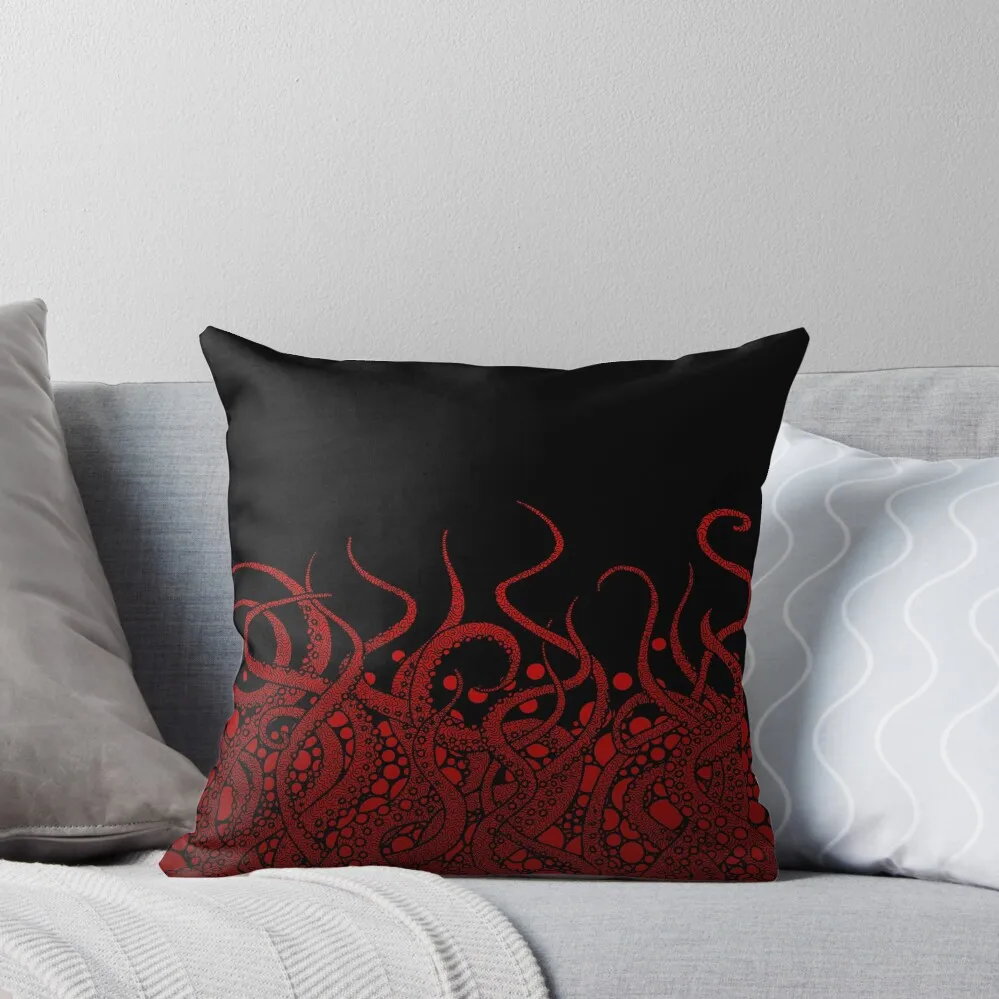 

red tentacles on black Throw Pillow Cushion Cover Set Cushion Covers For Living Room Covers For Sofas pillow