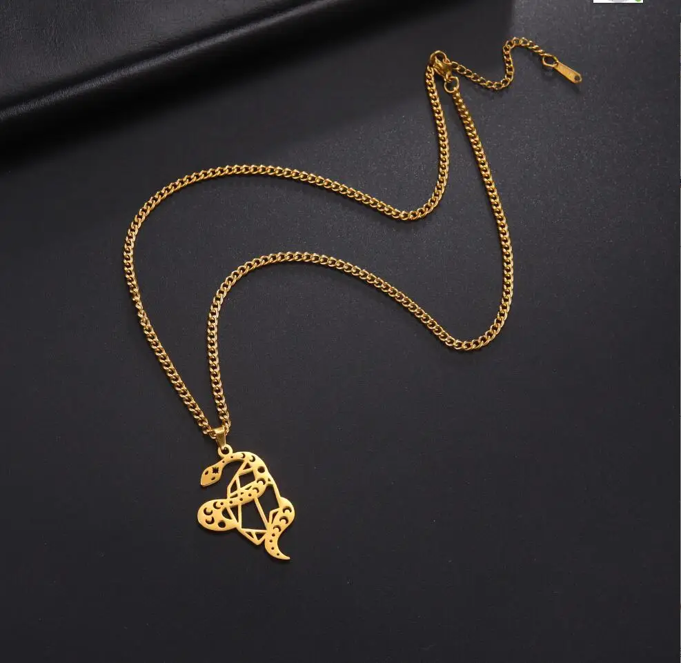 

1PC NICE Snake Pendant Necklace For Women Stainless Steel Gold Plated Necklaces Aesthetic Jewelry choker collares F1216
