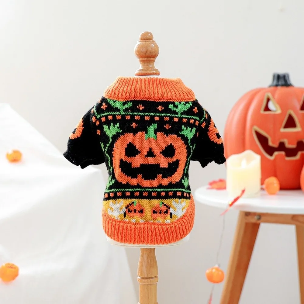 Turtleneck Design Halloween Dog Sweater Warm Pumpkin Costume Pumpkin Pet Sweater Soft Comfortable Cat Sweatershirt Small Dogs - Image 3