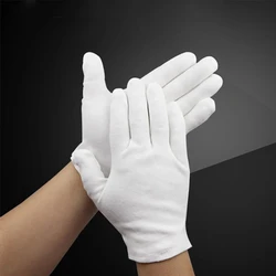 12Pairs White Cotton Work Gloves for Dry Hands Ceremonial Handling Film Jewelry Silver Inspection Gloves Household Cleaning Tool