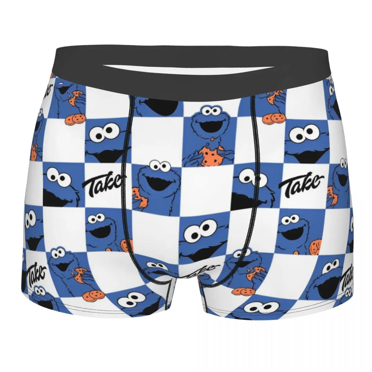 Men Sesame Street Cookie Monster Boxer Briefs Shorts Panties Soft Underwear Cartoon Anime Male Funny Underpants