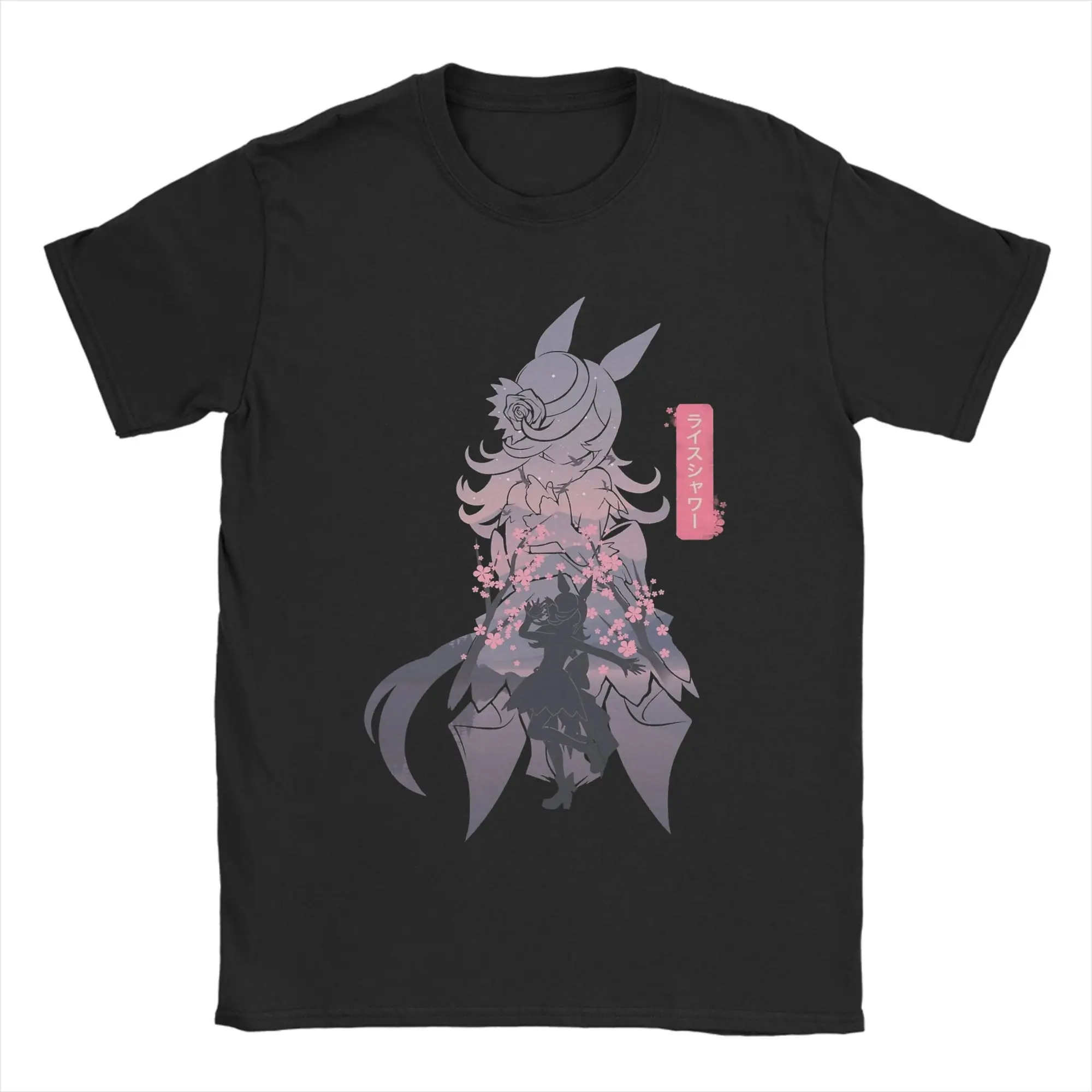 Rice Shower Uma Musume Anime T Shirts Men's  Cotton Leisure T-Shirt Crew Neck  Tee Shirt Short Sleeve Clothes Gift Idea