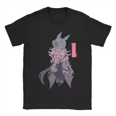 Rice Shower Uma Musume Anime T Shirts Men's Cotton Leisure T-Shirt Crew Neck Tee Shirt Short Sleeve Clothes Gift Idea