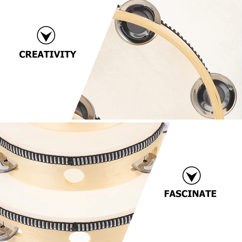

2pcs Hand Tambourine Drum Bell Kids Musical Instrument Wood Metal Jingles Percussion For Children Adults Educational Plaything