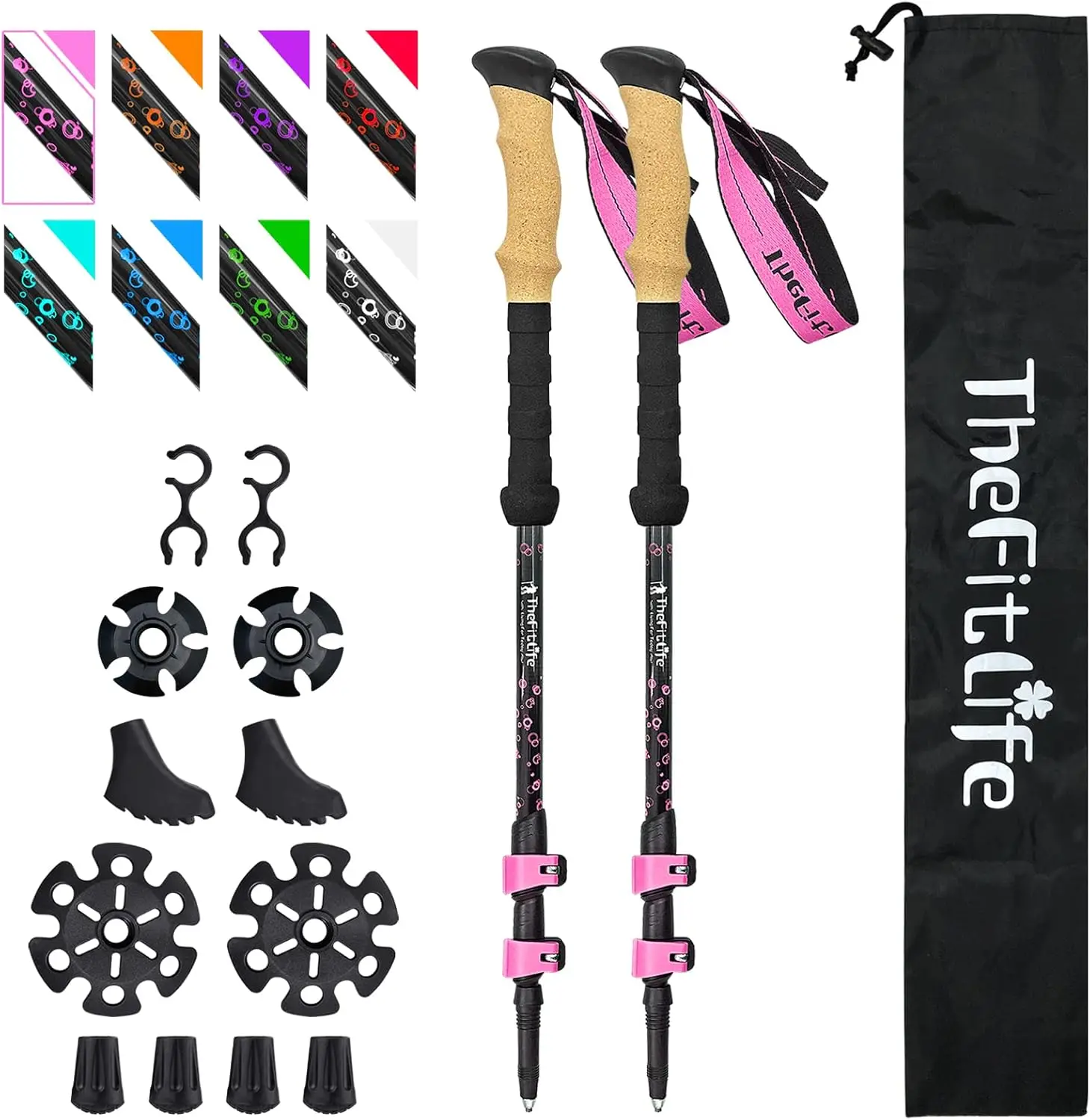 

Carbon Fiber Trekking Poles – Ultralight Collapsible Walking Sticks with Cork Handle, for Hiking Camping