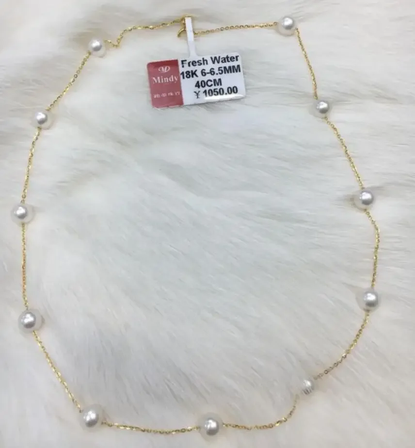 

Изысканные ювелирные изделия, благородные ювелирные изделия, ожерелье из натурального белого жемчуга Акойя 6-6,5 мм, цельное золото 18 карат