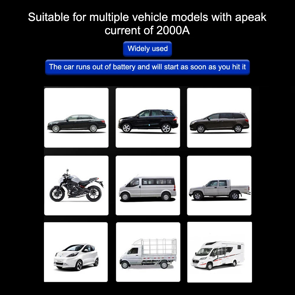 

Power Bank with Air Compressor 2000A Peaks with LED Light 150PSI Automobile Battery Booster Power Pack Jump Starter