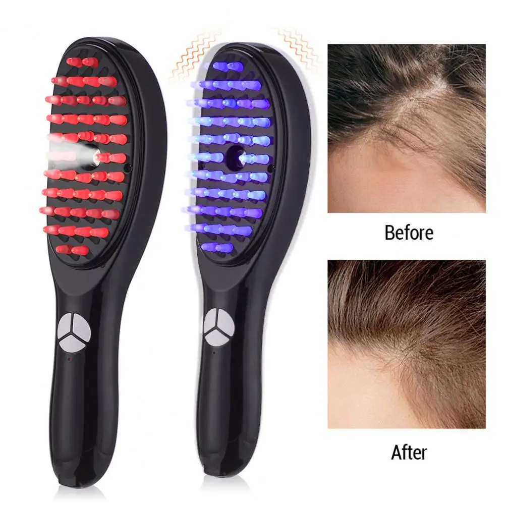 Electric Massage Comb Blue Red Light Therapy Scalp Massage Brush Vibration Hair Brush Electric Spray Massage Comb