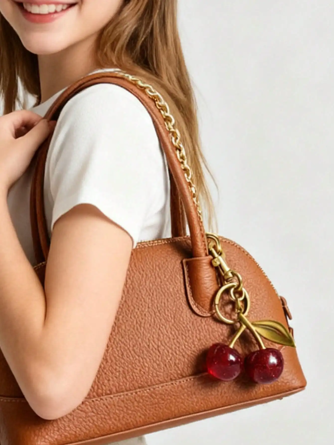 Cherry Crystal Handbag Pendant Keychain for Women