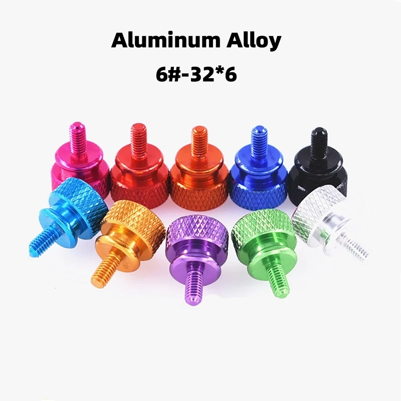 5/10pcs 6#-32*6 Colourful Aluminum Alloy Thumb Screw Computer Chassis Hand Tighten Screws Hard Disk VGA Card Fixing Bolts DIY