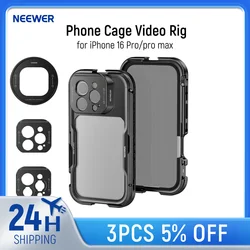 NEEWER 16 Pro/Pro Max Cage Stabilizzatore per telefono con impianto video a sgancio rapido compatibile con iPhone 16 Pro Max con adattatore filtro da 67 mm