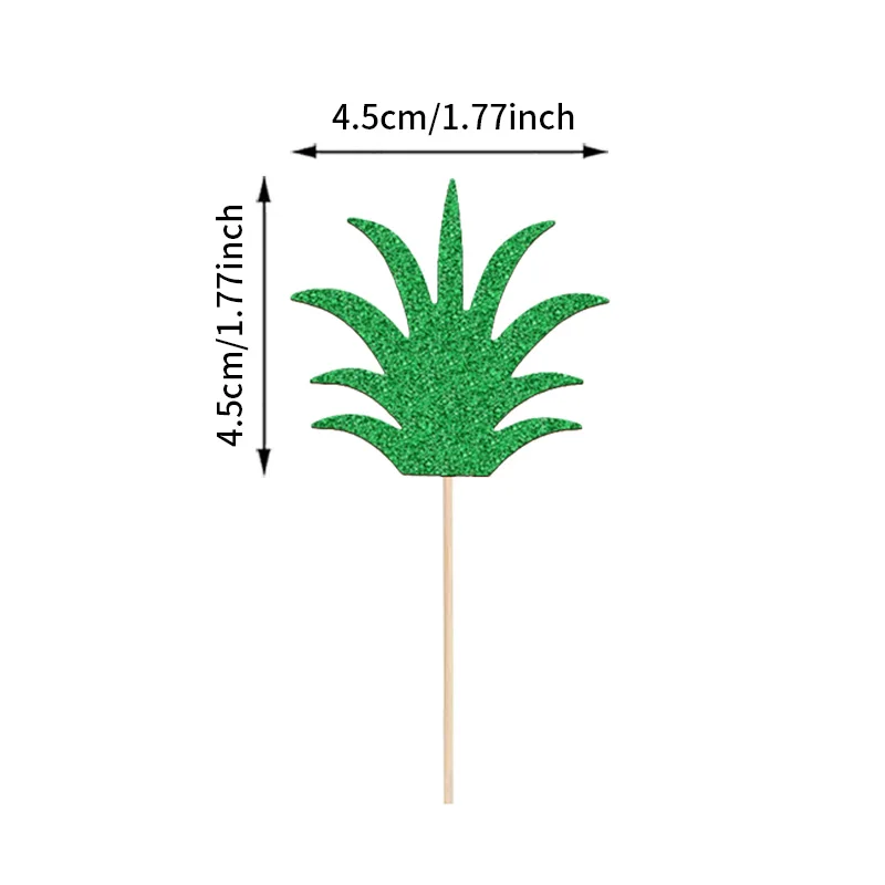 YOMDID 24Pcs Glitter Pineapple Leaf Cake Picks Leaves Cupcake Toppers Decorations for Summer Luau Hawaiian Party Supplies - view 6