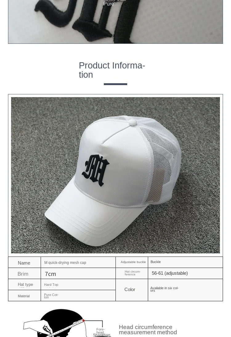 2024 Sommer Big Head Mesh Baseball Cap Mann im Freien große Sonnen kappen Overs ize Plus Size Trucker Hut 55-60cm 60-65cm – Detail 2