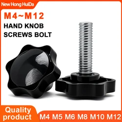M4 M5 M6 M8 M10 M12 Carbon Steel Hand Knob Screws Bolt Plastic Star Shape Head Thread Clamping Thumb Handle Machine Screw Bolts