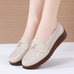 2023 Women Flats Slip On Moccasins Spring Hollow Beige Casual Loafers Soft Sole Non Slip Breathable Females Zapatillas Mujer