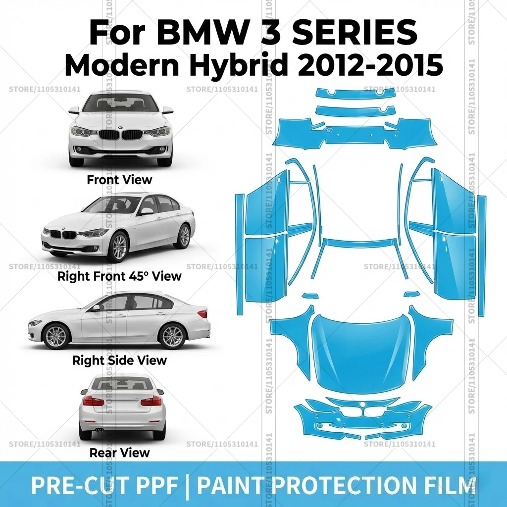 

Предварительно нарезанная защитная пленка PPF, прозрачная автомобильная пленка для BMW 3 SERIES Modern Hybrid 2012-2015, полный комплект для автомобиля.