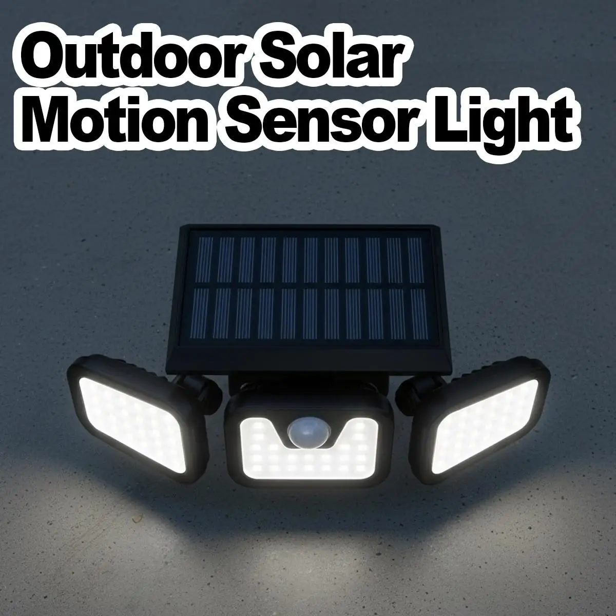 3-Head Rotatable Solar Wall Light Durable ABS 74LED Waterproof PIR Sensor Outdoor Illumination Garden Lamp Pathway Security Home
