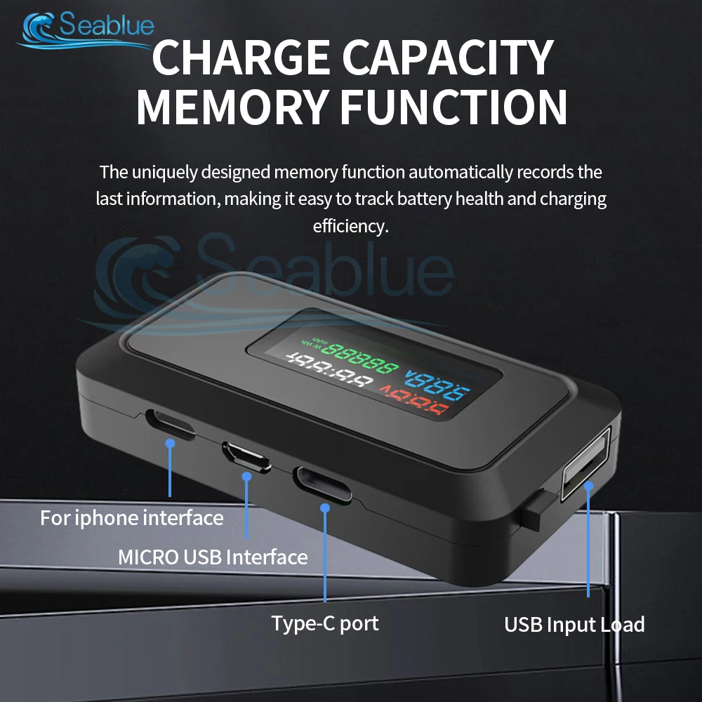 6 in 1 Multi-function LCD Digital Display DC Voltage Ammeter Power Meter Cell Phone Charging Tester Indicator DC 4-30V 0-6.5A