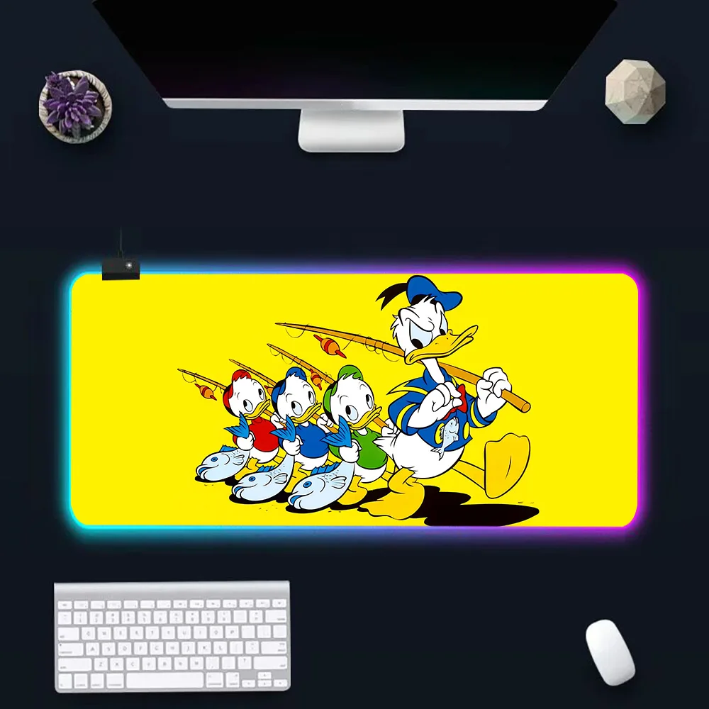 Donald Duck RGB Pc Gamer Keyboard Mouse Pad Mousepad LED Glowing Mouse Mats Rubber Gaming Computer Mausepad