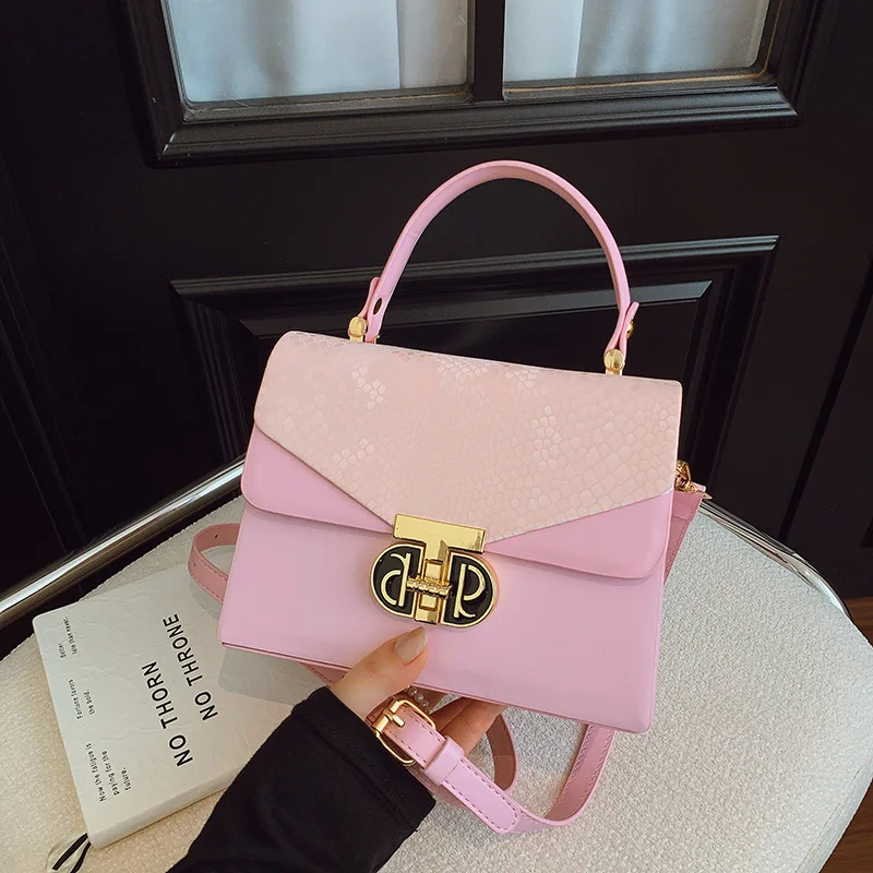 

2025 New Color Block Box Bag for Women Unique Shoulder Bag with Top Handle, Minimalist Crossbody Purse for Daily Use