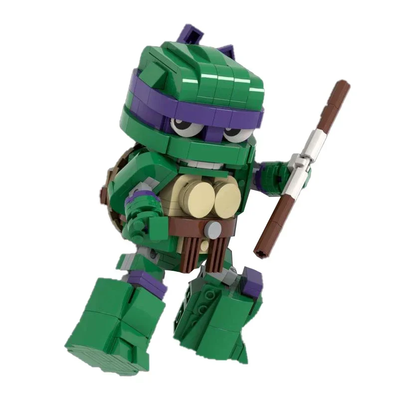 Accesorios de la serie de Anime, figuras de cabeza cuadrada, tortugas Ninja, bloques de construcción MOC SD Mech, Robot, modelo de ensamblaje, rompecabezas, juguete para regalo para niños