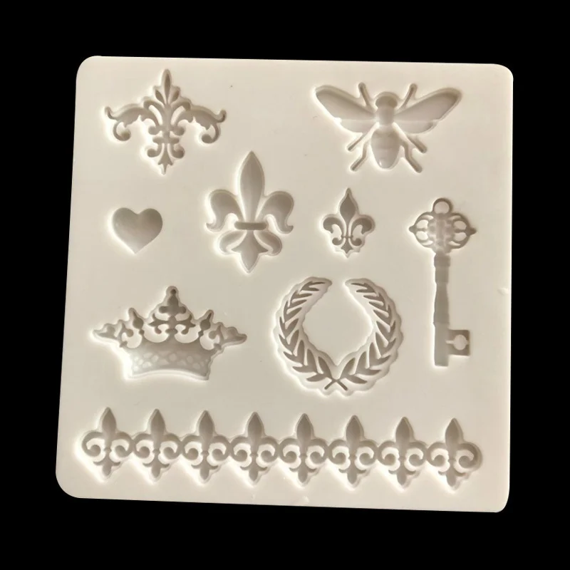 1PC Retro European-Style Crown Silicone Fondant Mold Cake Mold Bee Key Lace Heart Cake Decoration Tools Kitchen DIY Baking