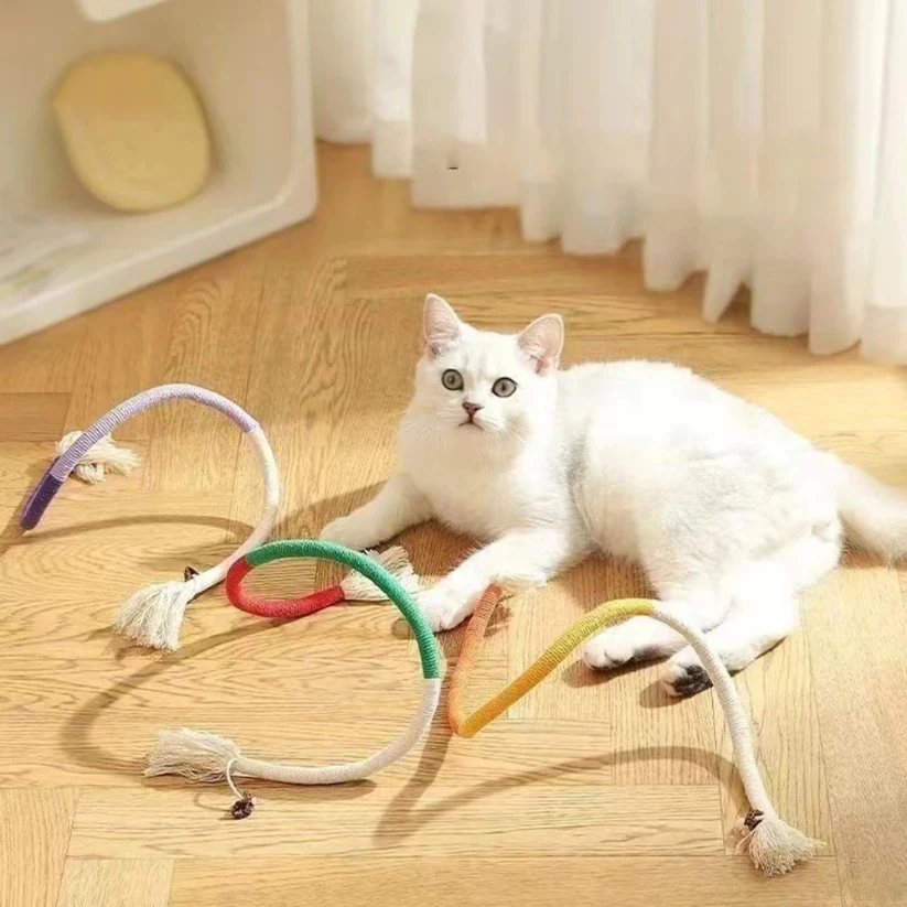 

Cat Toys Chew Rope Safe Teeth Cleaning Toy for Indoor Kittens, Interactive Cat Nip Kitty Toys for All Breeds