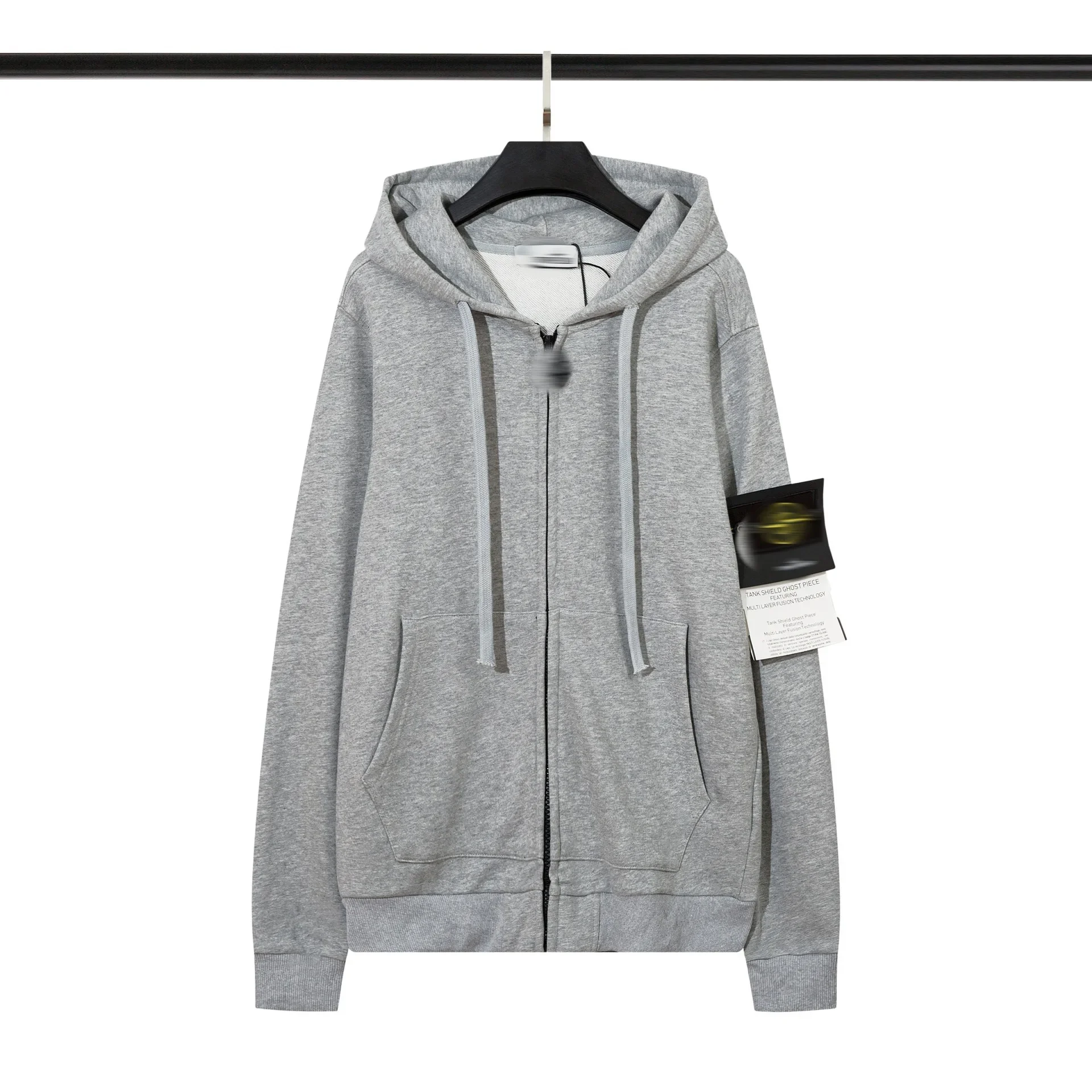 Cross-Border Rock แผนที่เย็บปักถักร้อย Hooded Sweatshirt ฤดูใบไม้ร่วงฤดูหนาว Casual Men Women's คู่ซิปหลวม Fit