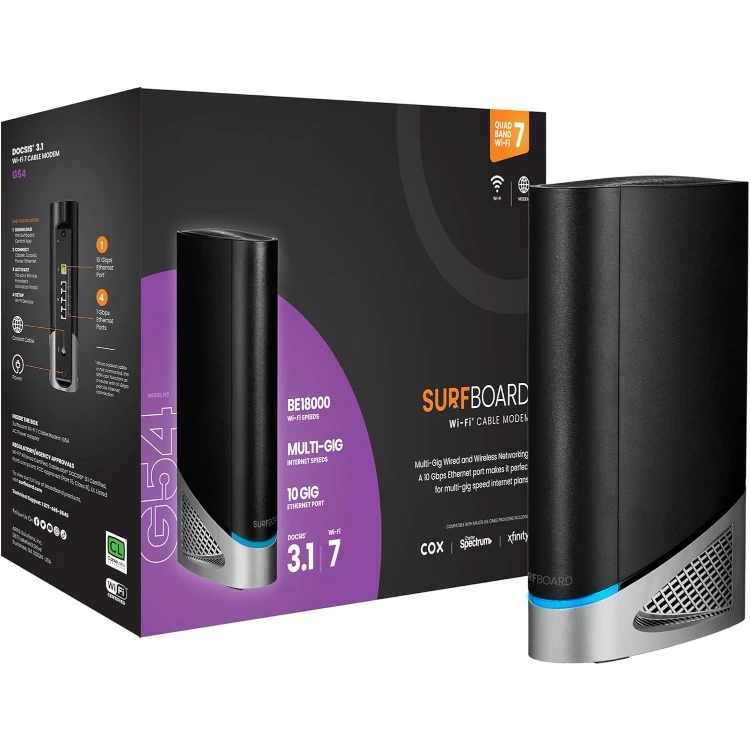 Cable Modem Router Combo - Fast DOCSIS 3.1 Multi-Gigabit & BE 18000 WiFi 7 Router Comcast Xfinity, Cox, Spectrum Quad-Band