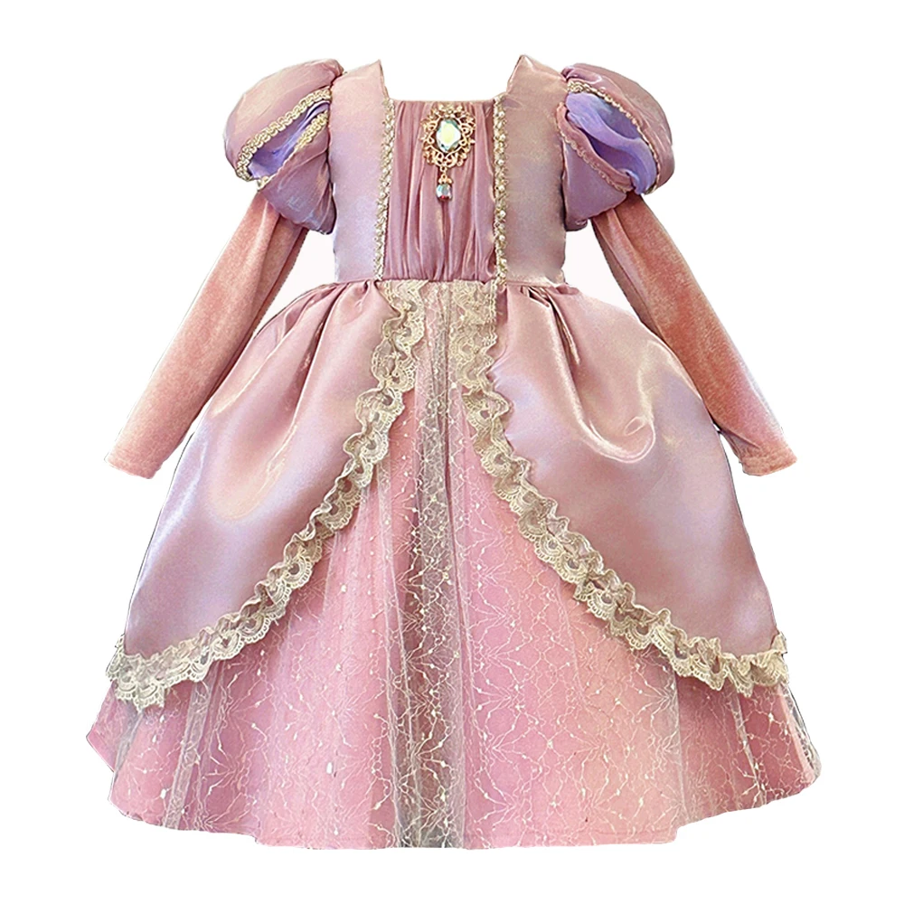 

Детское розовое платье принцессы Авроры в стиле Лолиты, костюм на Хэллоуин для девочек, Спящая красавица, платья принцессы для косплея на день рождения для От 2 до 12 лет