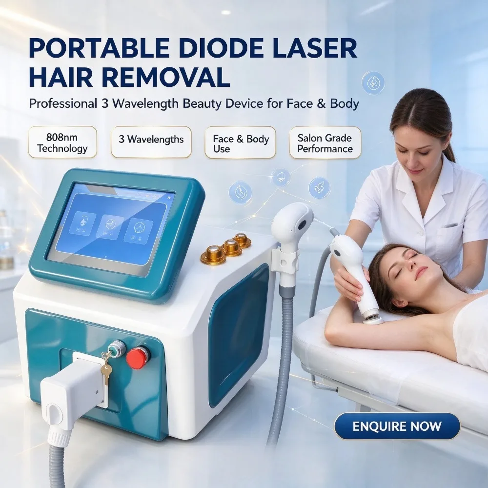 808nm Diode Laser Hair Removal Machine Portable 3 Wavelength Laser Hair Remover For Salo