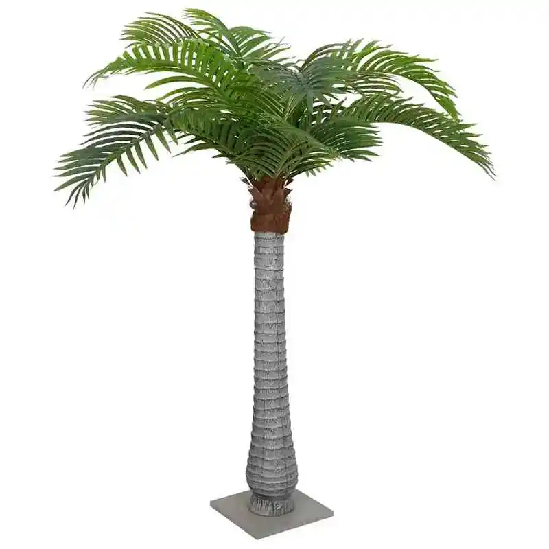 Palmier artificiel 15 feuilles 200 cm vert, Grand palmier artificiel, Plante artificielle de 6,5 pieds pour la décoration intérieure et extérieure