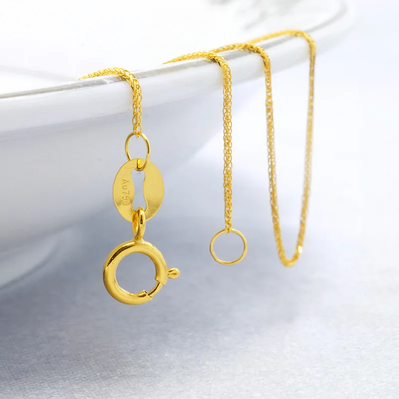 

Real Jewelry Square Wheat18kPure Italian Pure Gold Chain Necklace