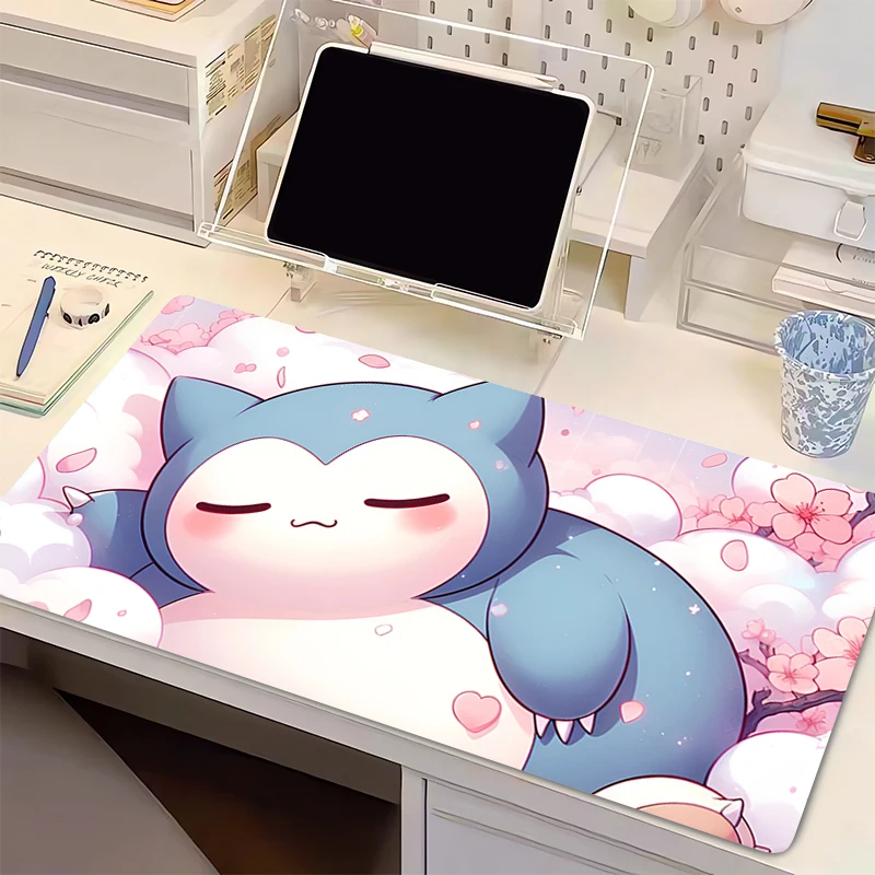 

Профессиональный коврик для мыши для киберспорта, для геймеров, с фиксированными краями, резиновый, увеличенный, для стола, P-Pokemon Snorlax, коврик для мыши и клавиатуры