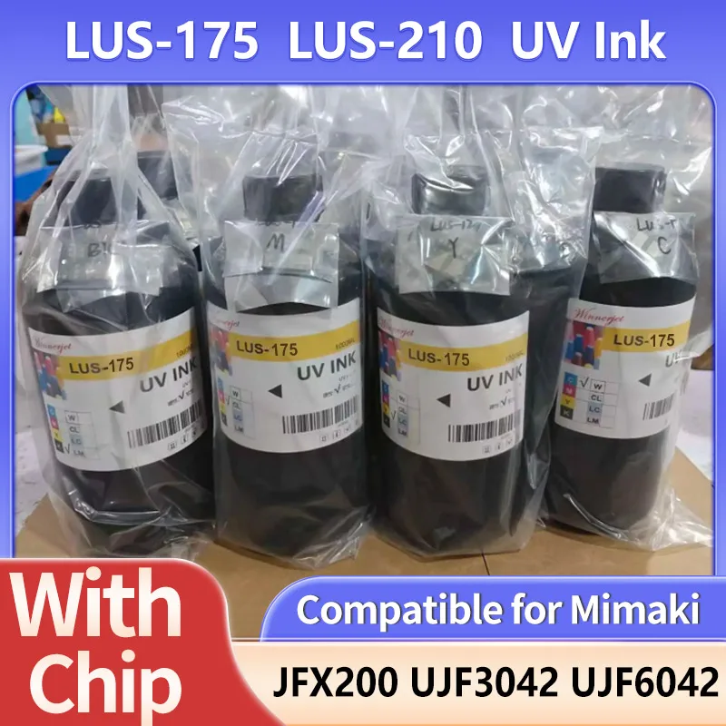 1000ML LUS-210 LUS210 LUS-175 Compatible Replace Ink UV Ink for Mimaki UJV100-160 JFX200 UJF3042 UJF6042 Printer With Chips soft