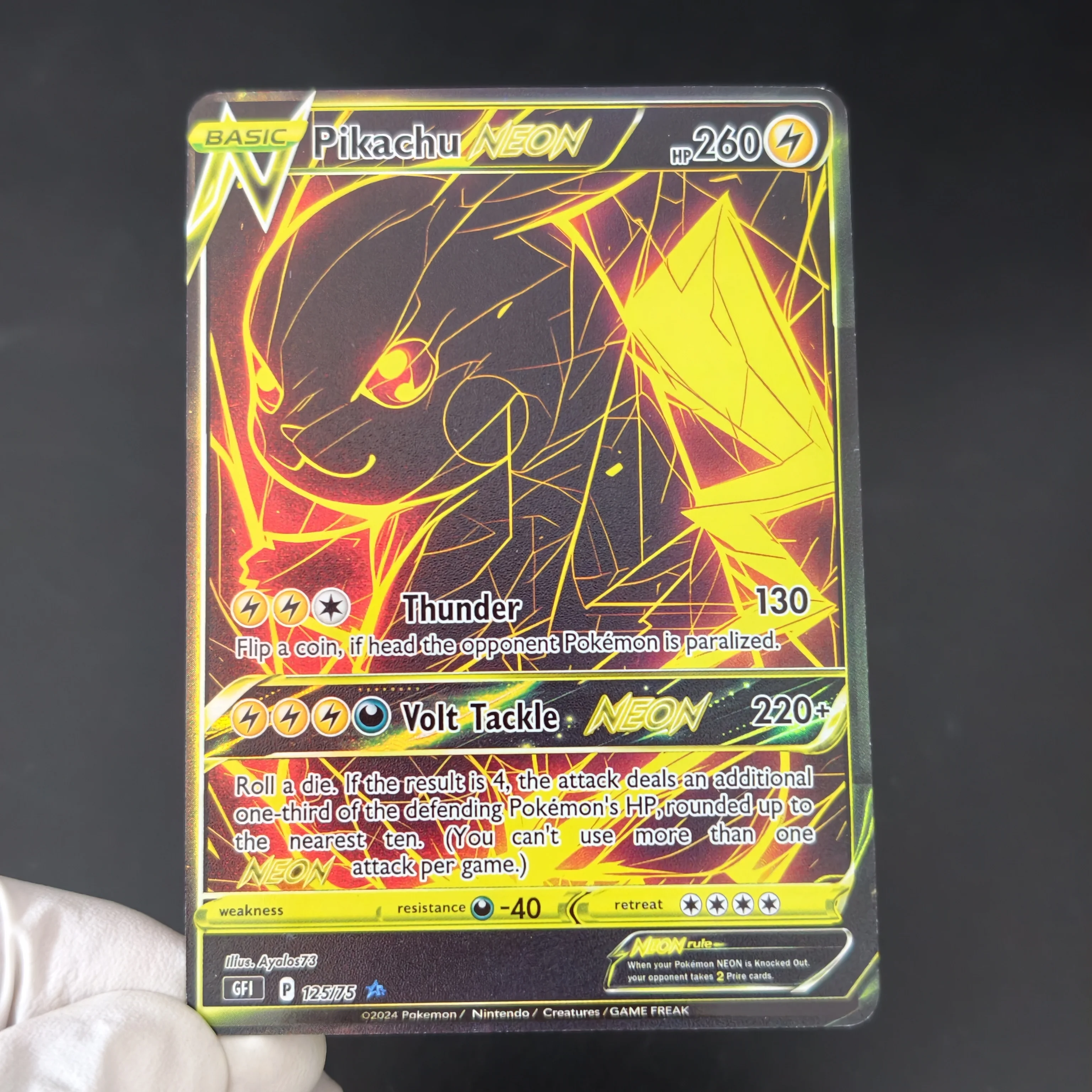 6PCS/TCG NEON Card PKM Future Neon style Gengar Charizard Mewtwo Lucario  Card holo texture DIY Self Made Card