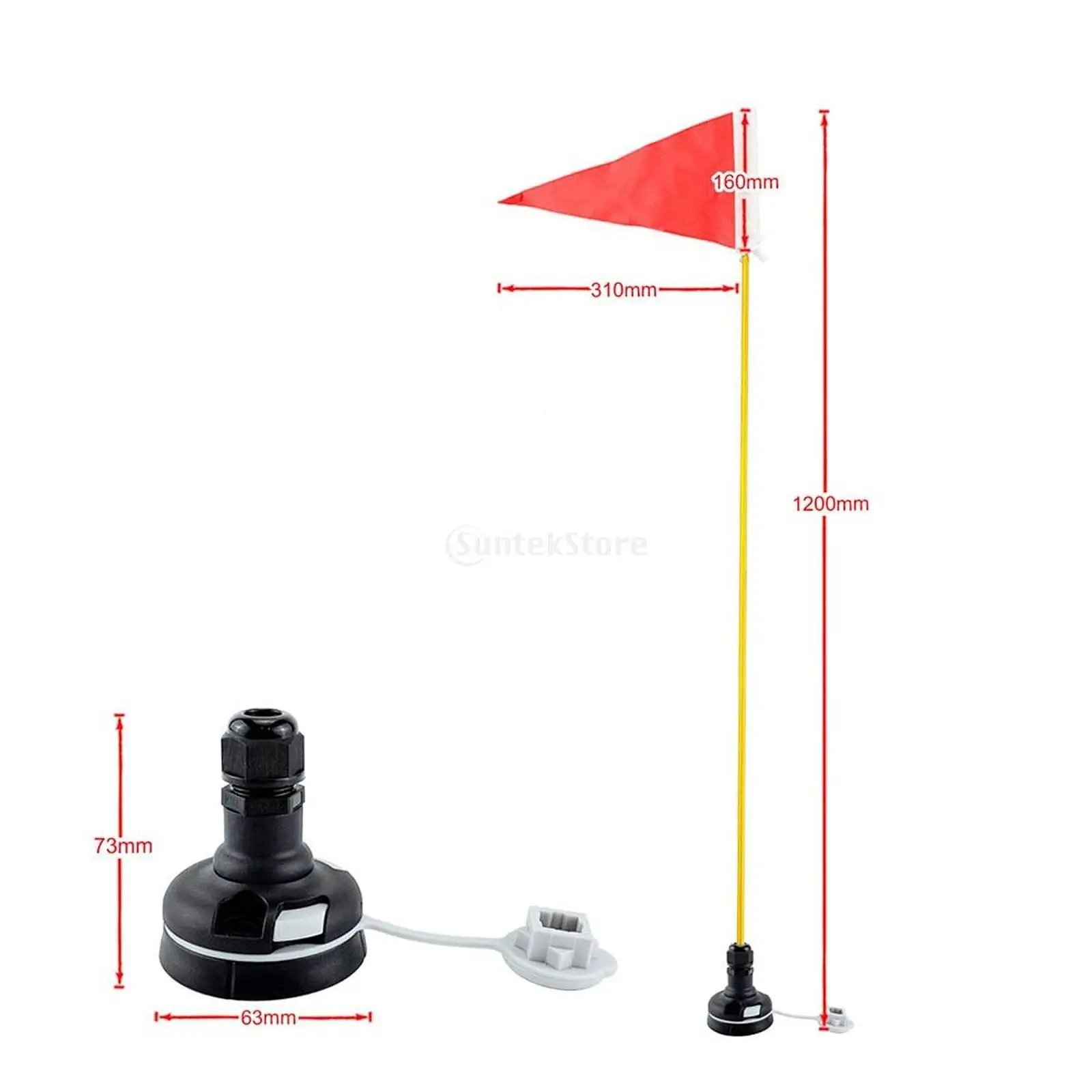 

Kayak Safe Flag Mount Kit Lightweight Multipurpose High Visibility Compact with Stable Base for Kayaking DIY Canoe Boat Yacht