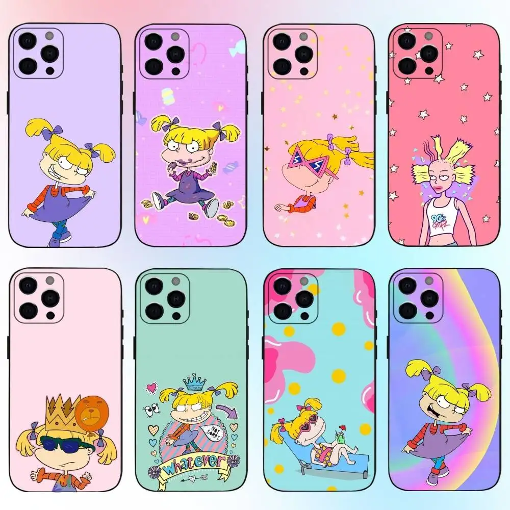 

Cute R-Rugrats A-AngelICA Phone Case For iPhone17,16,15,14,13,12,11 Plus,Pro Max Soft Black Cover