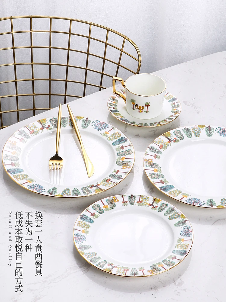 

Ceramic Western Tableware Set Birthday Party Steak Plates Set Dessert Plate Luxury Dinner Assiettes De Table Kitchen Items