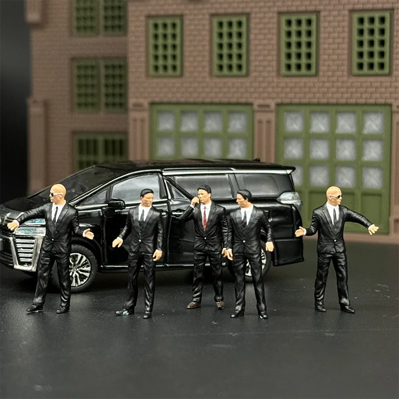 1:64 Scale Suit of Black Suit Bodyguard Figures Miniature Scene Ornament Static Decoration Classic Collectible Toy