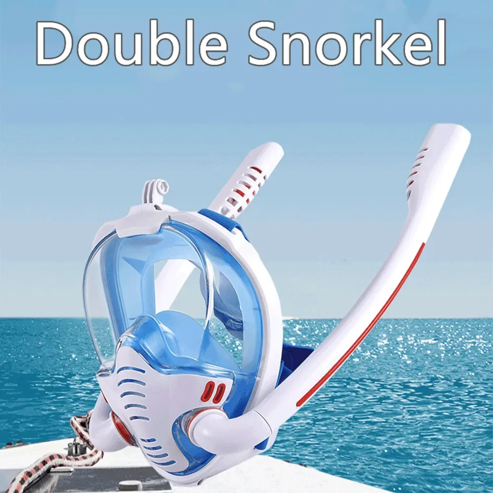 Snorkeling Mask Double Tube Silicone Full Dry Diving Mask Adult Swimming Mask Diving Goggles Self Contained Underwater Breathing